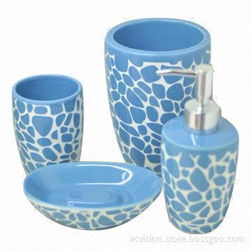 Ceramic Bathroom Set, Suitable or Hotels, Decal Bathroom Accessories, OEM Orders Welcomed